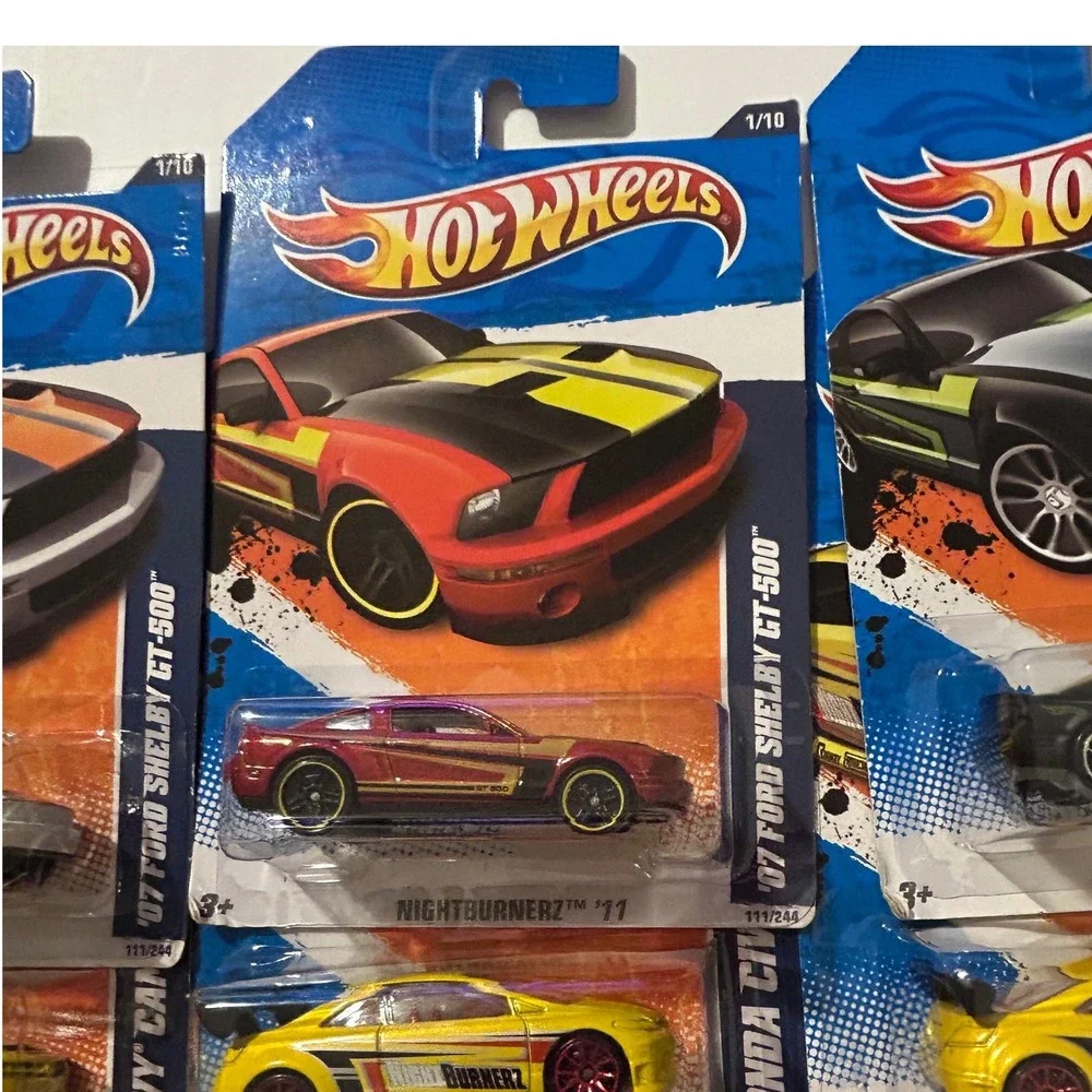 Hot Wheel Nightburnerz Lot 8 07 Ford Shelby GT-500 Chevy Camaro Honda Civic '11